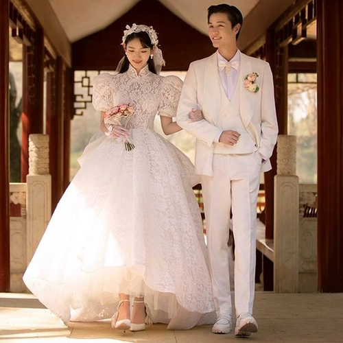 Ретро кружевной реквизит для фотографии для влюбленных, свадебное платье, китайский стиль