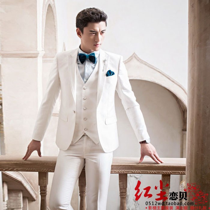Photo studio photo clothing men's British slim suit performance stage host suit suit vest three-piece set