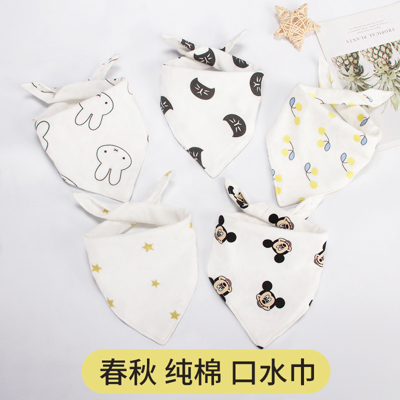Baby double layer full pure cotton saliva towel freshman baby triangular towel anti-puff milk Fashion foreign biking for super soft spring and autumn