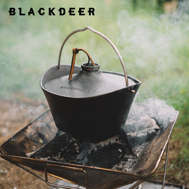 Black Deer outdoor cast iron pots wild camping camping cooking utensils self-driving tour soup pot Dutch pot hanging pot pig iron pot