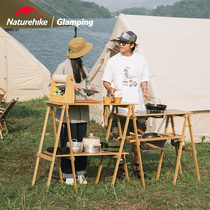 Naturehike moves the customers outdoor kitchen rack cooking table portable camping kitchen utensils tableware accessories storage rack