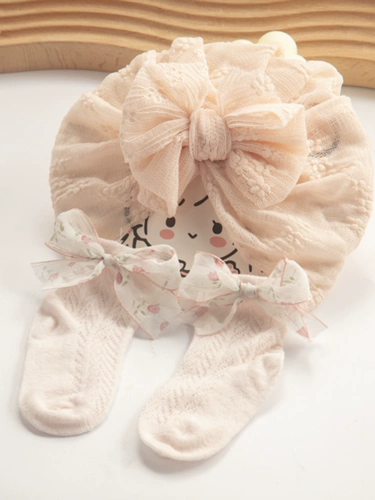 Носки для новорожденных, летний комплект, летняя милая детская шапка, в цветочек, Индия