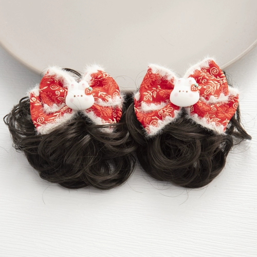 Детский парик, кудрявый милый аксессуар для волос для принцессы, заколка для волос с бантиком