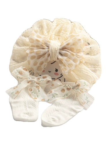 Носки для новорожденных, летний комплект, летняя милая детская шапка, в цветочек, Индия