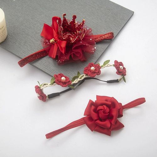 Красная детская повязка на голову для девочек, аксессуар для волос для принцессы для раннего возраста, тиара, подарок на день рождения