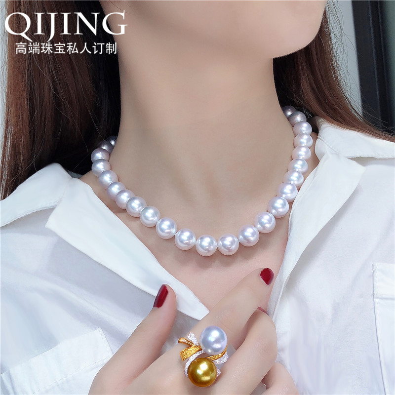 Australian White Pearl Necklace Venus Certificate Saltwater South Sea Pearl Women's Natural Perfectly Round Extremely Lustrous Mother's Necklace