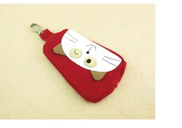 QQ mèo xe dây khóa túi treo khóa móc túi xu ví nữ dễ thương handmade vải hoạt hình đặc biệt sáng tạo ví nữ da thật