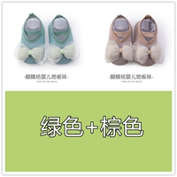 Зеленые коричневые кроссовки с бантиком