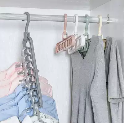 Clothes rack Drying rack Multi-function storage artifact wardrobe hanging clothes rack nine-hole magic folding clothes rack household