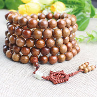 Natural solid wood Burmese grass rosewood 108 beads bracelet 10/12/15mm rosary necklace elder gift
