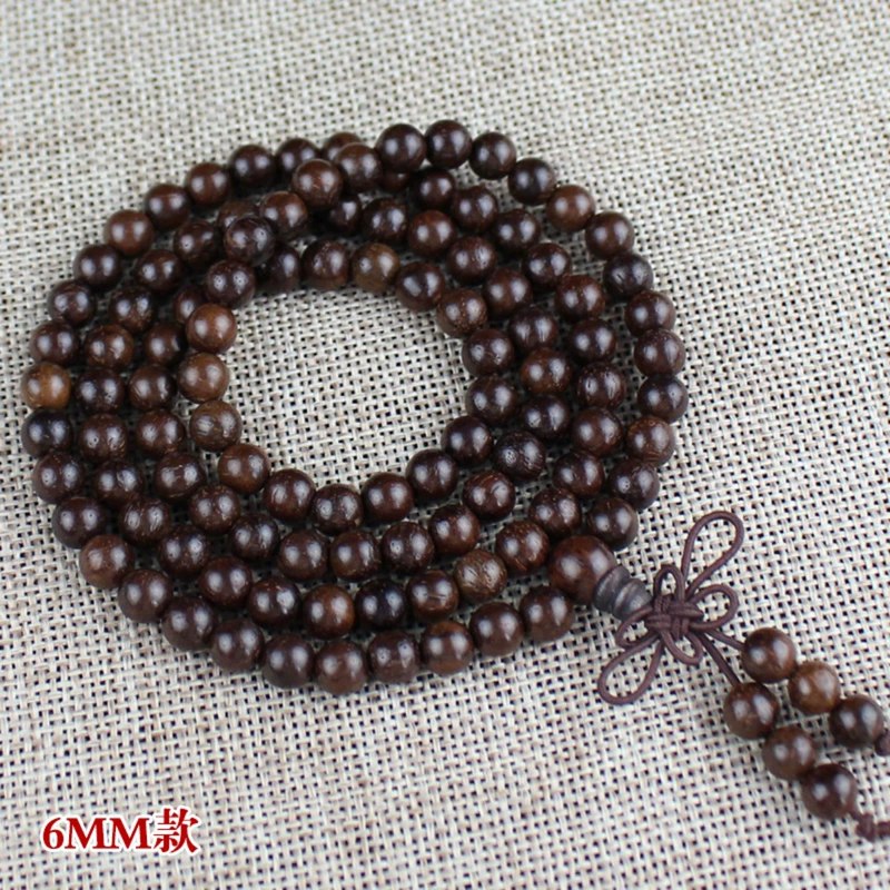 Vòng tay gỗ tro gỗ ghi 108 hạt chuỗi hạt vòng cổ bằng da màu đen như gỗ trầm hương Việt Nam cũ chất liệu chìm vòng tay nữ đẹp