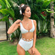 walkingChic Thai original white split swimsuit women's high waist bikini sexy hot spring in vacation