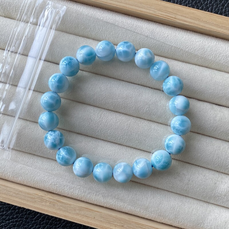 New Arrivals from Zhi Ai Jia, in Stock, Natural Ice-Type Sea-Pattern Stone Bracelet, Turtle-Back Pattern, Larimar Crystal Gemstone Bracelet