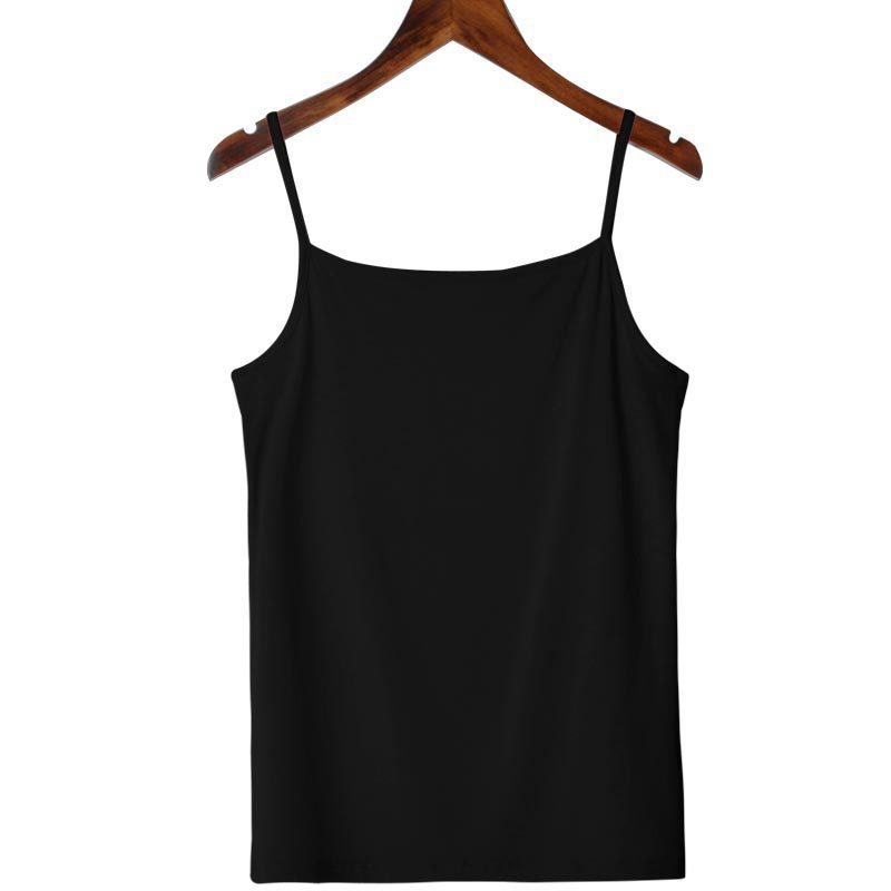 sling đáy vest womens mùa xuân và mùa hè mô hình mỏng mặc bên ngoài màu đen và trắng mặc Amodes sexy áo sơ mi không tay đầu.