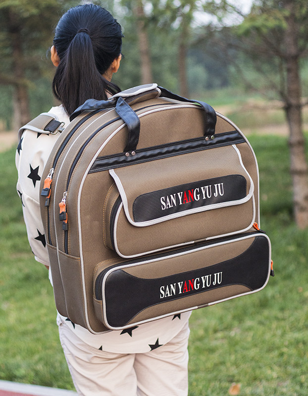 Double three-layer fish protection bag shoulder fishing backpack Water repellent wear-resistant fishing gear bag fish cage bag Maza bag folding stool bag