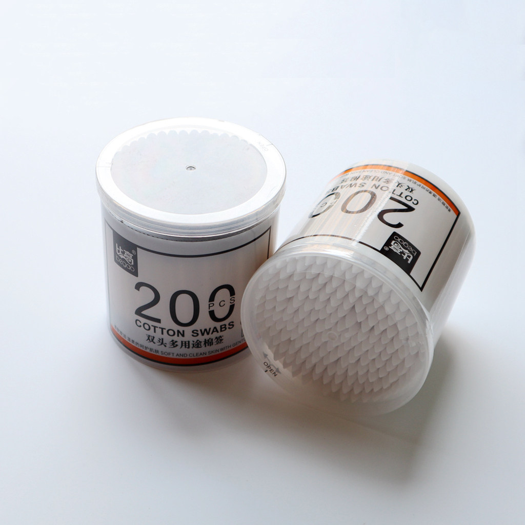 Black and white bicolor double head cotton stick 200 root makeup remover cotton stick round head with head tip spire brief wind