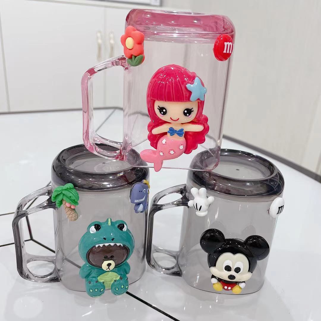 Light luxury cute cartoon children wash mouth cup Student baby wall-mounted brushing cup set couple household tooth cylinder