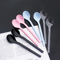 Low price processing disposable spoon thickened commercial pudding spoon fruit fishing yogurt spoon ice cream dessert spoon long handle Black