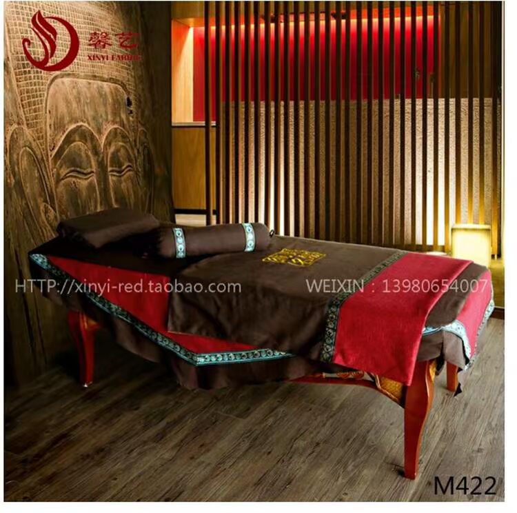 Zimei đã được cài đặt cao cấp cửa đỏ folk cao cấp rắn màu bông đẹp bedspread hoang dã để gửi một gia đình bốn lõi - Trang bị tấm drap giường spa