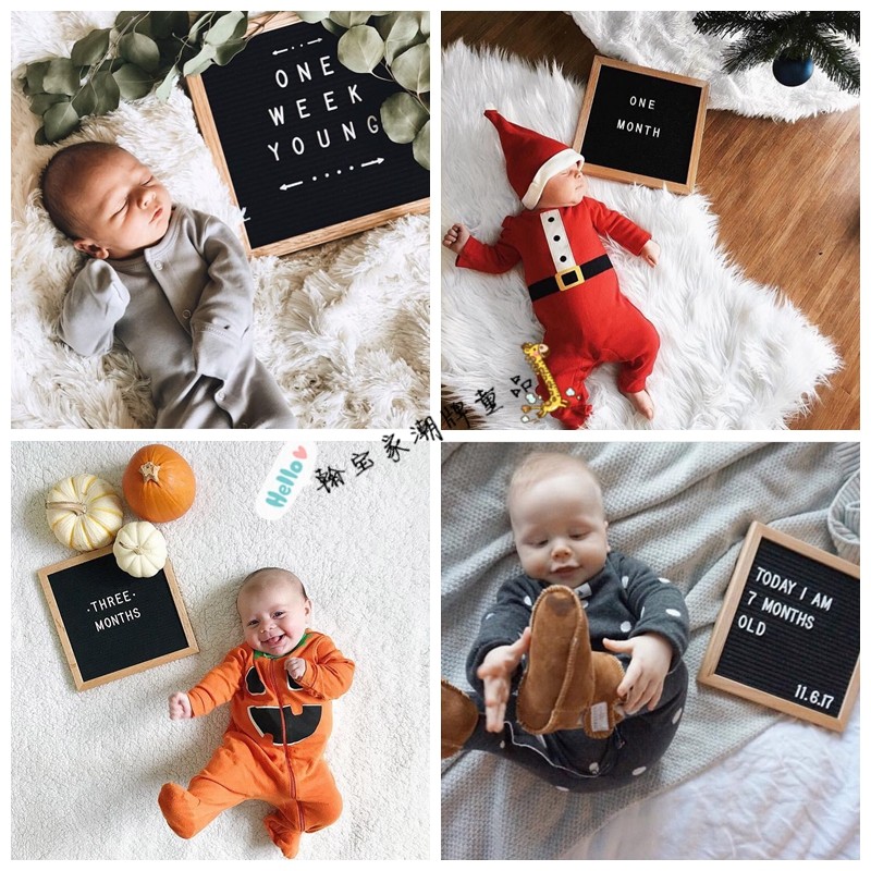 ins Nordic creative wooden letter board DIY felt message board baby photo props children's room decoration ornaments