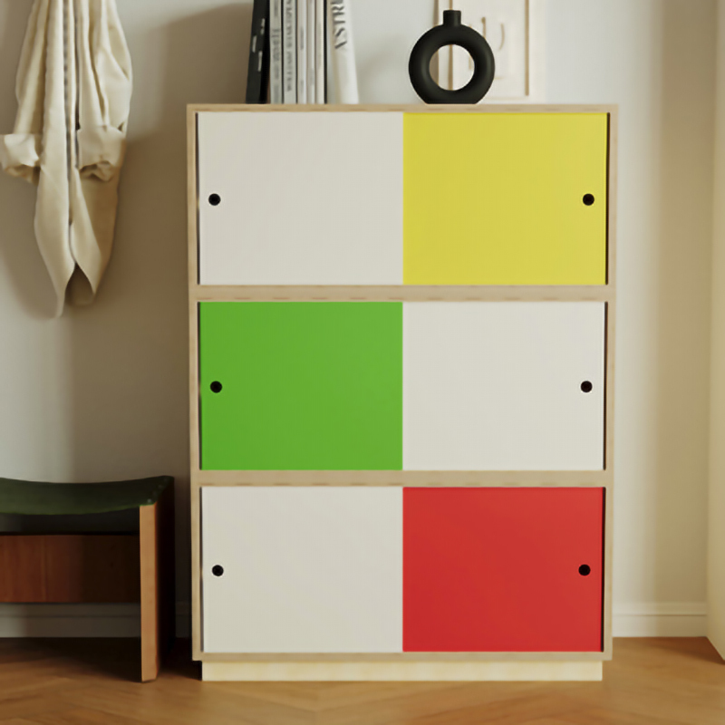 Birch Marine Board Storage Cabinet Multi-Layer Combination Colorful Sideboard Modern Minimalist Floor-Standing Bookcase Storage Cabinet