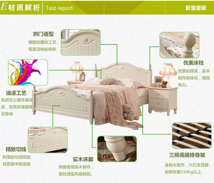 Vườn đồ nội thất đơn giản mục vụ vào một phù hợp với Hàn Quốc đôi giường gỗ rắn nệm phòng ngủ bộ mẫu giường ngủ đẹp