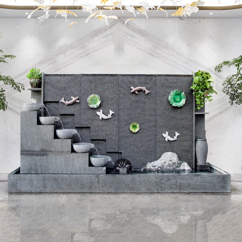 Water Curtain Wall Water Screen Courtyard Shadow Wall Wall Wall Partition Outdoor Landscape Fish Pool Background Adornment Stone Flowing Water Wall