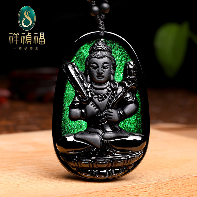 Xiang Zhenfu Ink Cuichang pendant male and female emptiness Tibetan Pian Bodhisattva Eight to guard twelve 12 Zodiac's life Buddha jade card