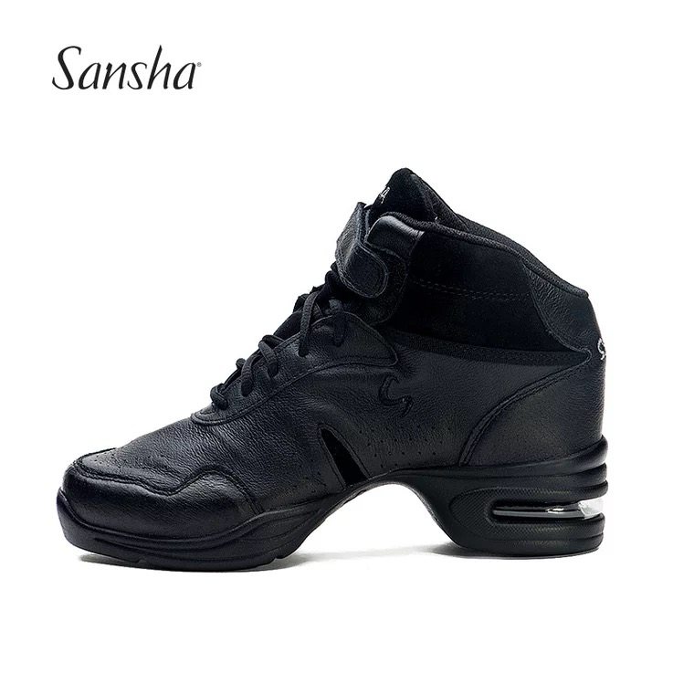 Sansha dance shoes women's soft sole exercise shoes leather sports fitness dance shoes heel square dance shoes autumn and winter