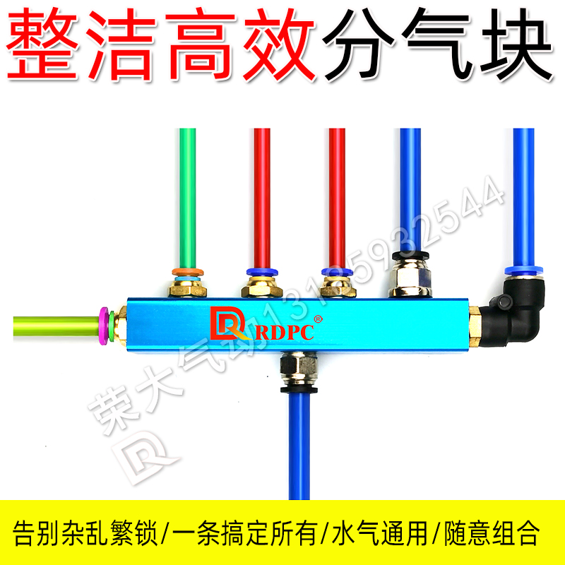 RDPC Rong Greater Two-piece Block Gas Board Confluence Gas Road Plate Multi-channel board shunting strip 2 sub-thread DN08 3