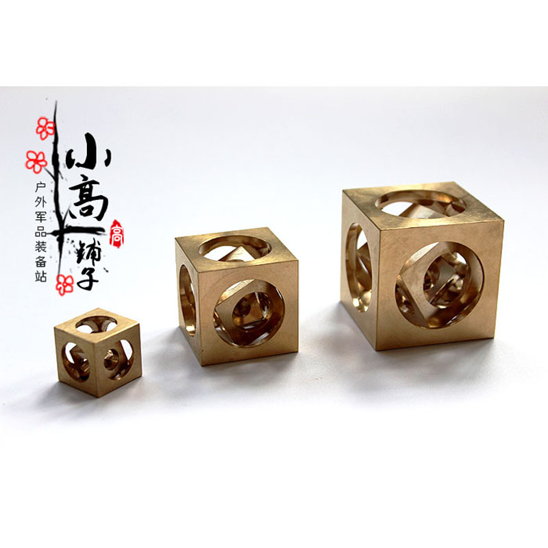 XGEDC brass hand lathe processing square ghost ball EDC play desktop crafts metal ornaments