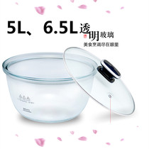 Huihong slow stew health electric stew pot accessories Glass pot High borosilicate large glass bowl glass cylinder large capacity 6 5L