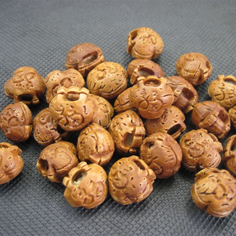 Peach core carved peach basket with bead hand string children pendant handmade diy bracelet material peach core longevity lock Fu word lock