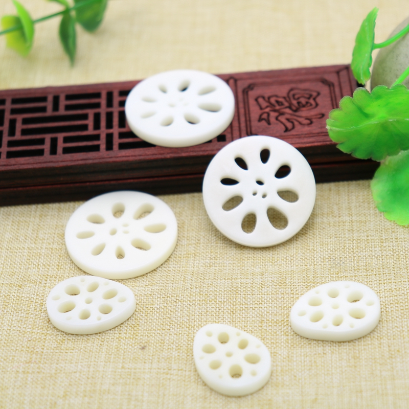 diy handmade material hollowed-out lotus root piece new ivory really pint ornament pendant hand polished round lotus root sheet-Taobao