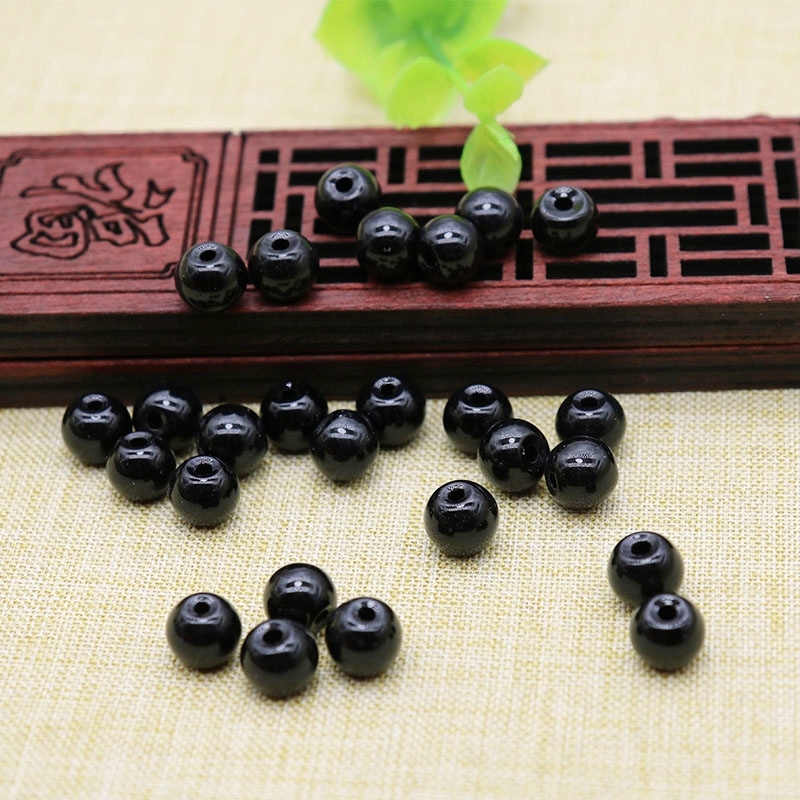 Plastic acrylic loose round separating beads black artificial jade beads baby bracelet diy tail beads macroporous plastic beads-Taobao