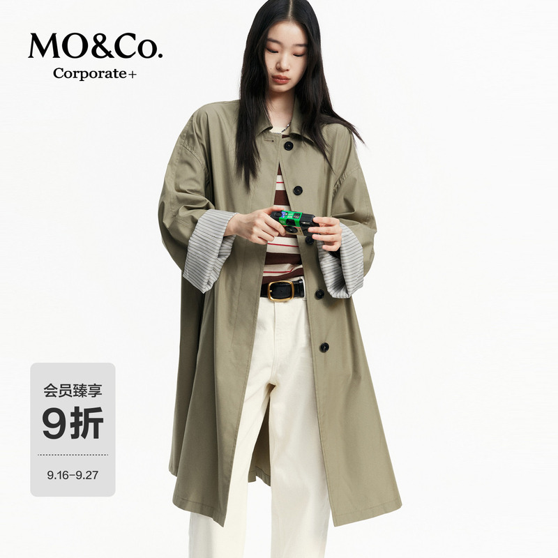 [C+ Series] Moco Windbreaker 2026 Autumn New Striped Long Coat with Inner Sleeves Unisex Mbf3Trc002