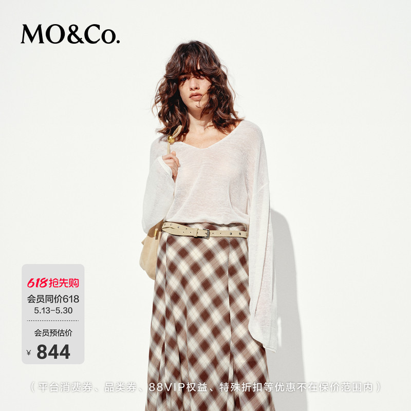 Moco Lightweight Knit Sweater Hemp Cotton Yarn Polyester Blend V-Neck Sheer Lazy Blouse High-End Top Mo Anke Moco Lightweight Knit Sweater Hemp Cotton Yarn Polyester Blend V-Neck Sheer Lazy Blouse High-End Top Mo Anke