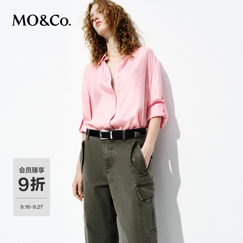 Moco Shirt 2026 Summer New Product Sand-Washed Cupro Silk Rayon Retro Matte Strap Rolled Sleeves Mbf2Sht031 Moco Shirt 2026 Summer New Product Sand-Washed Cupro Silk Rayon Retro Matte Strap Rolled Sleeves Mbf2Sht031