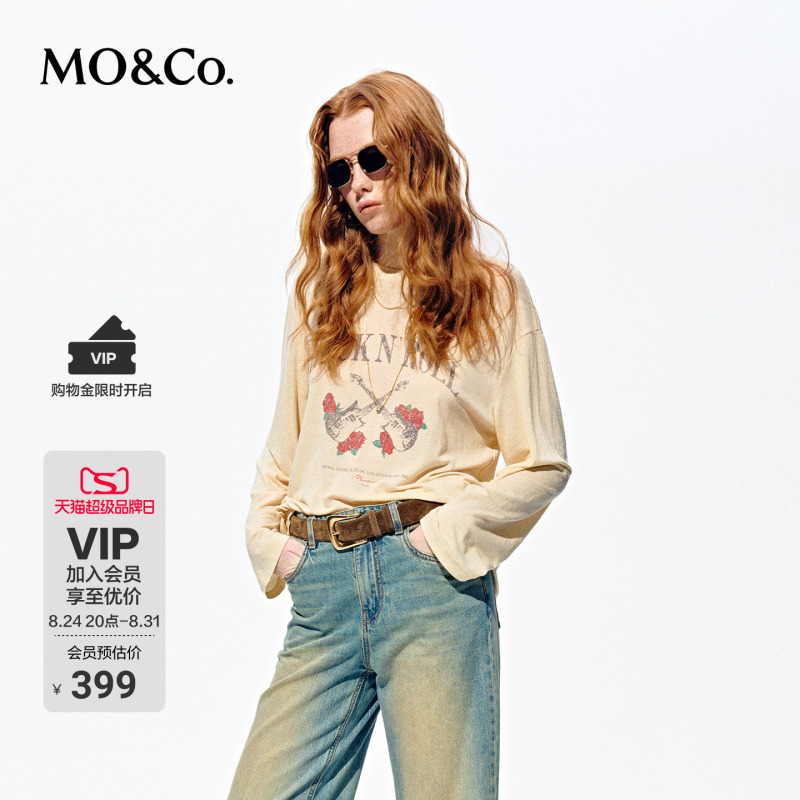 Moco Long-Sleeved T-Shirt 2026 Summer New Product Tencel Linen Contact-Cooling American Rock Print Mbf2Teet25 Moco Long-Sleeved T-Shirt 2026 Summer New Product Tencel Linen Contact-Cooling American Rock Print Mbf2Teet25