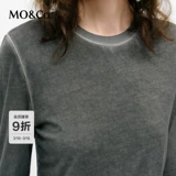 Футболка с длинными рукавами MOCO, новинка весны 2025, новое поступление, выстиранный и выцветший хлопок Tencel без пальцев, круглый вырез, правое плечо MBE1TEE027