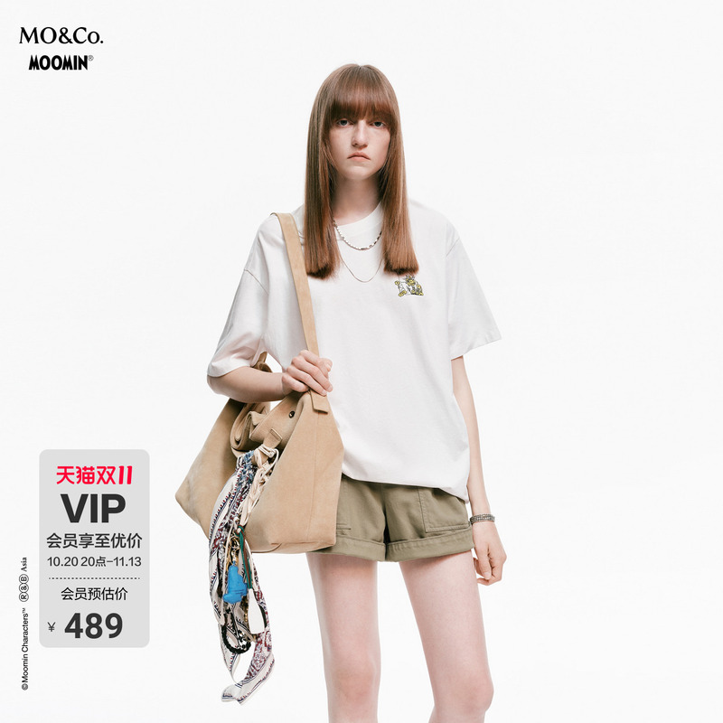 [Moomin Series] Moco Printed T-Shirt 2026 Autumn New Product Washed Old Cotton Short-Sleeved Round Neck Mbf3Tee022