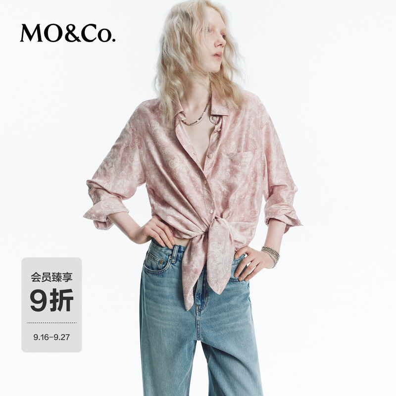 Moco Shirt 2026 Autumn New Product Mulberry Silk Modal Paisley Pattern Washed Loose Fit Mbf3Sht005