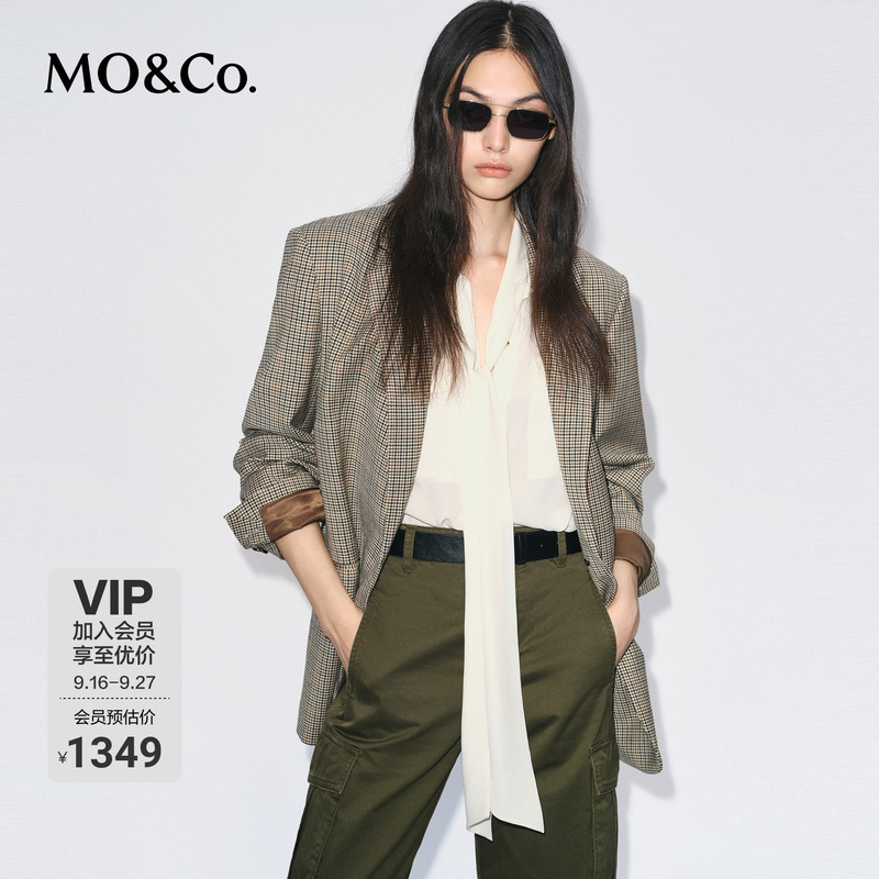 Moco Suit Wool Blend Houndstooth Woolen Coat Mo&Co. Boxyfit Moco Suit Wool Blend Houndstooth Woolen Coat Mo&Co. Boxyfit
