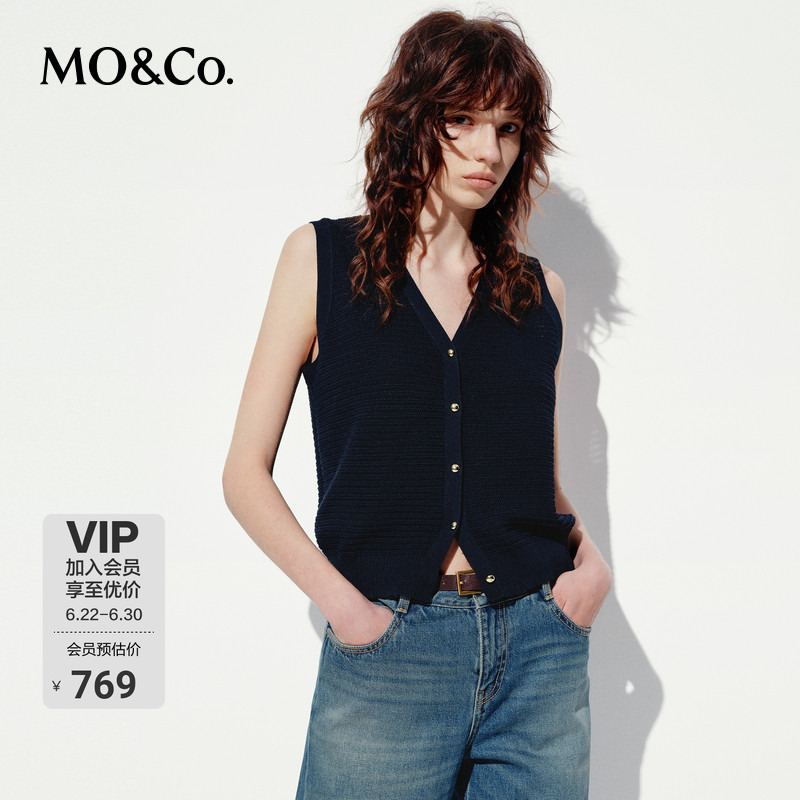 Moco Knitted Vest Is Light, Dry, Simple, French Style V-Neck Vest Cardigan, Mo Anke Moco Knitted Vest Is Light, Dry, Simple, French Style V-Neck Vest Cardigan, Mo Anke