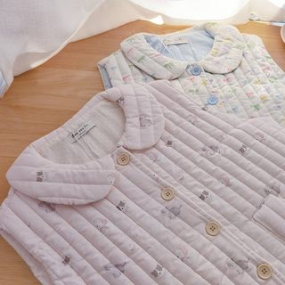 猫猫狗狗三层夹棉马甲秋冬季居家甜美外穿棉服纯棉睡衣家居服上衣