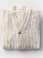 Халат из хлопчатобумажной марли в радужную полоску