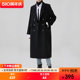 Fan Luo 2023 Winter Double-breasted Loose Suit Woolen Coat Women's Medium Long Black Hepburn Style Jacket
