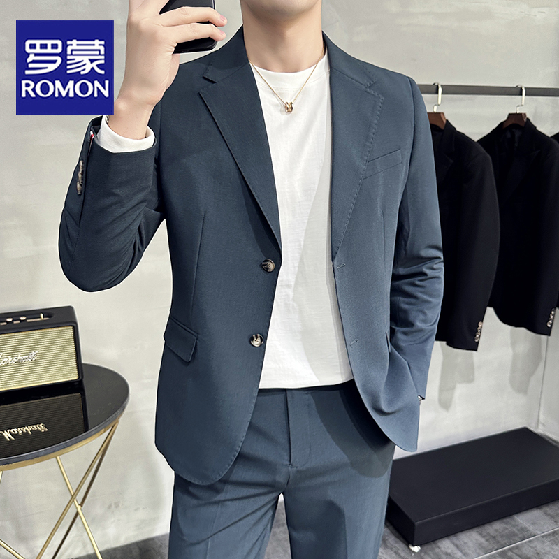 Romon Men's Suit Spring and Summer Business Casual Thin Jacket Formal Wear Korean Style Slim Fit Handsome Small Suit for Men Romon Men's Suit Spring and Summer Business Casual Thin Jacket Formal Wear Korean Style Slim Fit Handsome Small Suit for Men