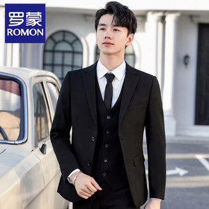 Romon Suit Set for Men, Korean Style Slim Fit Jacket, Groom's Wedding Suit, Business Formal Wear, Casual Small Suit for Men