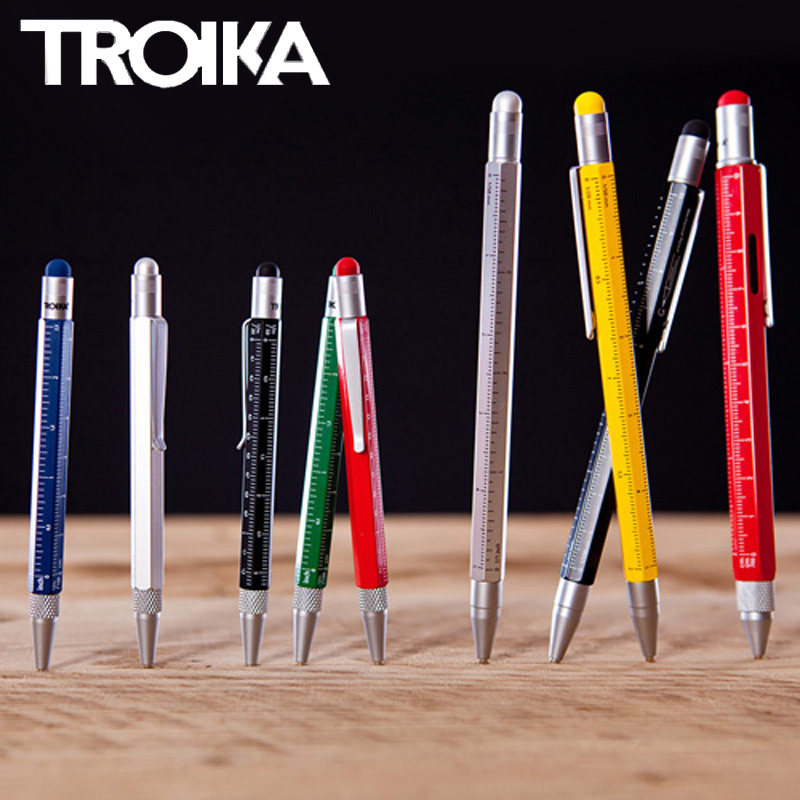 German Troika Multifunctional Tool Pen Mini Small Screwdriver Architect Ballpoint Pen Level Scale